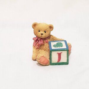 Cherished Teddies ABC "J" Mini Letter Block 1995 Enesco Hillman 158488J 1.5"